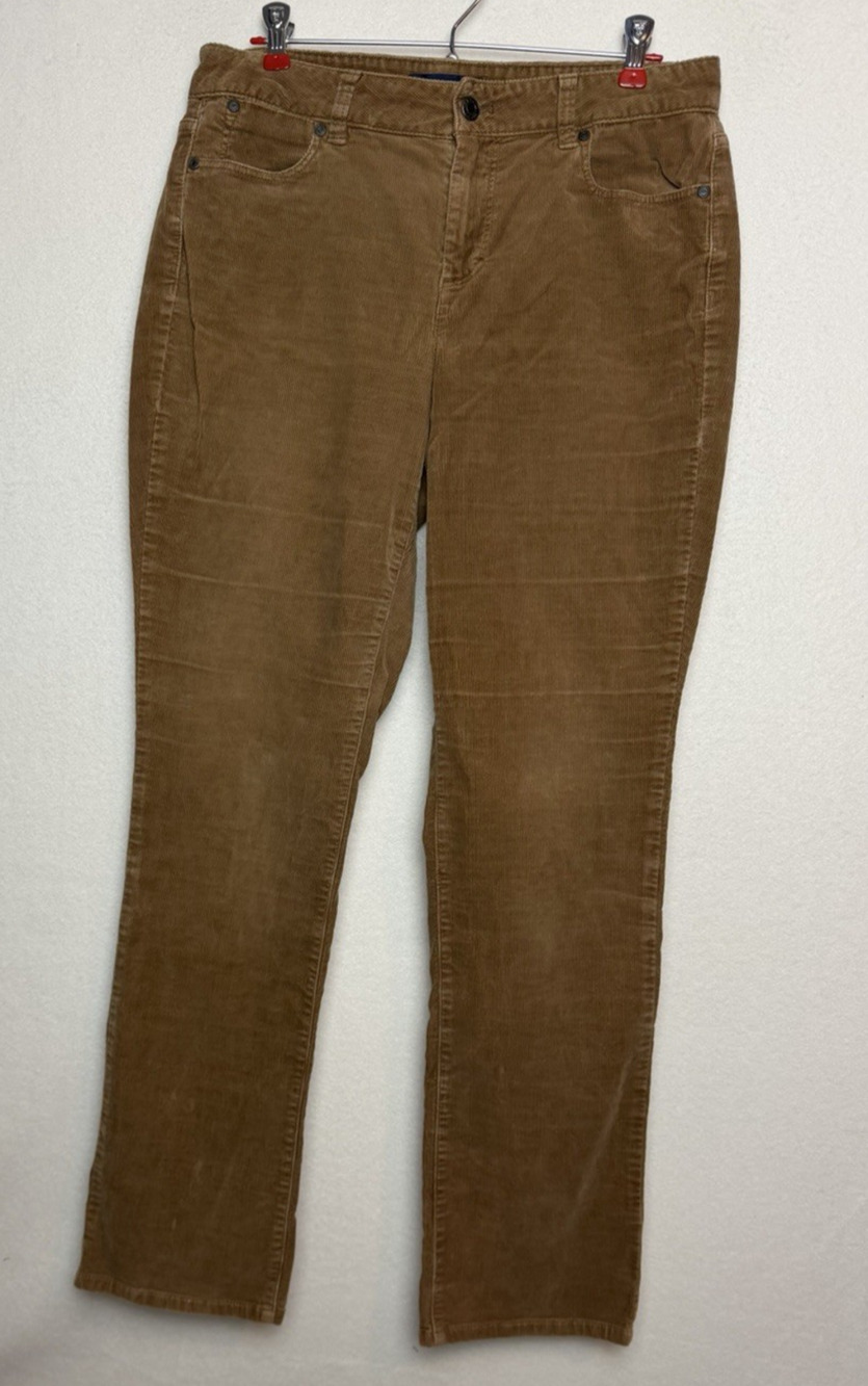 Talbots Women's Corduroy Pants Brown Size 10 Straight Leg Mid Rise Pants Stretch